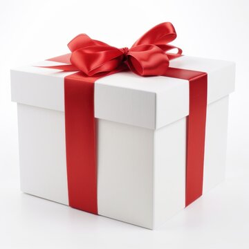gift box with red bow isolated, generative ai