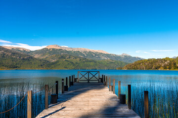 wooden pier in lake