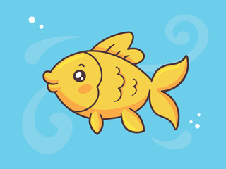 Cute kawaii gold fish vector cartoon illustration