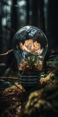 a_beautiful_flower_growing_inside_a_broken_light_bulb_on_Generative AI