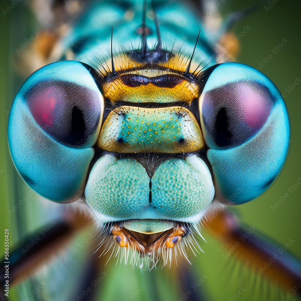 Wall mural dragon fly eye macro photograph