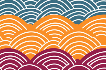 Waves in tropical colors and asian patterns, banner for Asian American and Pacific Islander Heritage Month (APAHM) in may © Wizzi