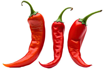 a kitchen-themed photographic illustration of a group of isolated red, serrano, poblano, and chili peppers set on a transparent background in PNG. Generative AI - obrazy, fototapety, plakaty
