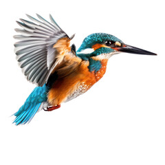 Obraz premium Fly kingfisher bird isolated transparent background. Generative AI