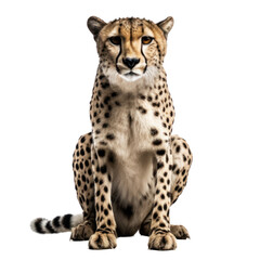 cute and wild cheetah isolated on transparent background. Generative AI - obrazy, fototapety, plakaty