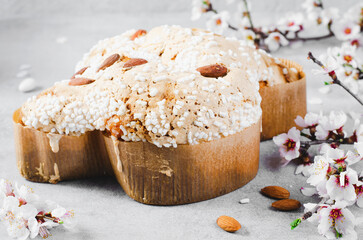 Colomba, Italian Easter Dove Cake on Bright Background