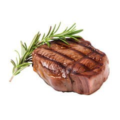 grilled beef steak isolated on a transparent background