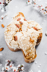 Colomba, Italian Easter Dove Cake on Bright Background