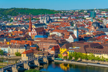 Panorama view of German town Würzburg