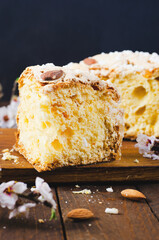 Colomba, Italian Easter Dove Cake on Wooden Background