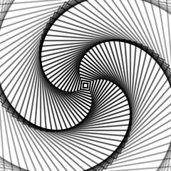 Rotating concentric squares, Square optical illusion pattern - black and colour, Geometric abstract gray background radial in vector 