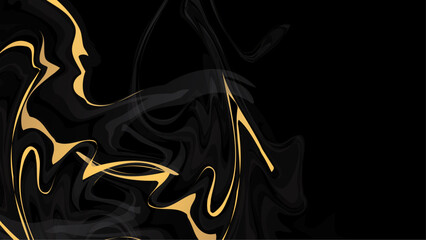 Black marble background with golden lines