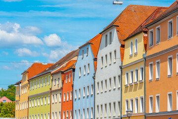 Colorful facades at Regensburg, Germany.