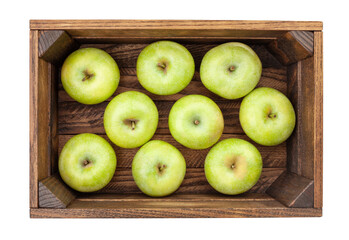 green apples box path isolated on white