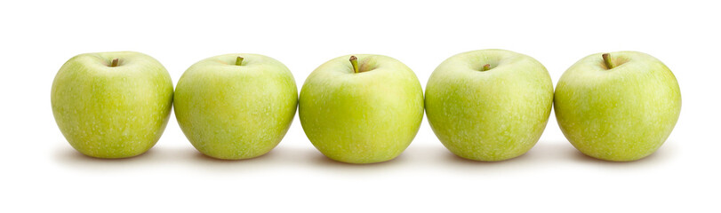 green apples path isolated on white