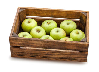 green apples box path isolated on white