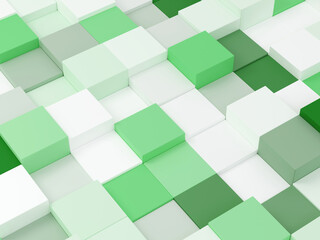 3d rendered abstract green background with colorful cubes