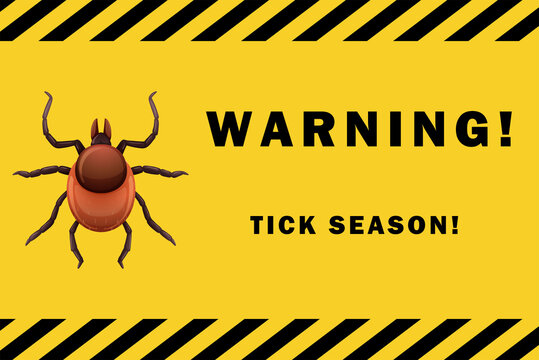 Tick Season Warning On Yellow Background