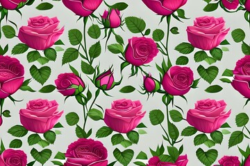 seamless rose pattern on white background