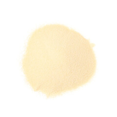 Heap of raw semolina on white background