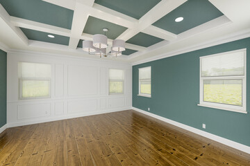 Beautiful Muted Teal Custom Master Bedroom Complete with Entire Wainscoting Wall, Fresh Paint,...