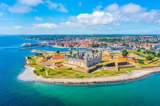 Panorama of the Kronborg castle at Helsingor, Denmark