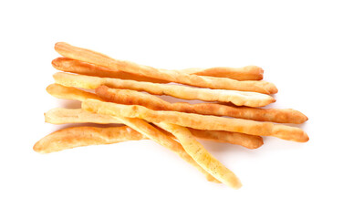 Tasty Italian Grissini isolated on white background