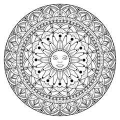 Black and white vector mandala for coloring adult book, mandala bianco e nero da colorare