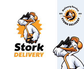 Stork Courier Mascot Logo Design