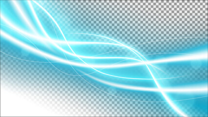 Blue wavy line of light with a white transparent pattern, PNG Ready, Vector Illustration