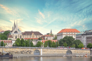 Fototapeta na wymiar Beautiful view of the river Vltava in Prague, Czech Republic