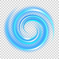 Blue Spiral Light on white transparent pattern, PNG Ready, Vector Illustration