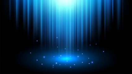 Abstract Blue Light Rays Effect with Sparks, Vector Illustration