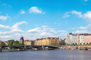 Fototapeta premium Beautiful view of The Dancing House in Prague, Czech Republic