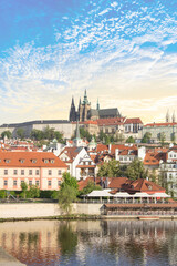 Fototapeta premium Beautiful view of St. Vitus Cathedral, Prague Castle and Mala Strana in Prague, Czech Republic