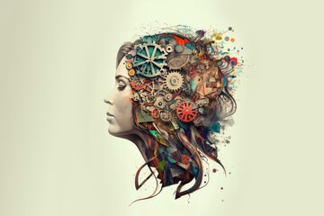 Complicated Woman Brain, Intelligent, Attractive, gears, Nurons, Knowledge, Strategic Thinker, Landscape 