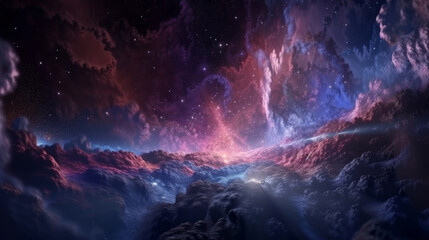 Magic color galaxy space background. Illustration Generative AI.