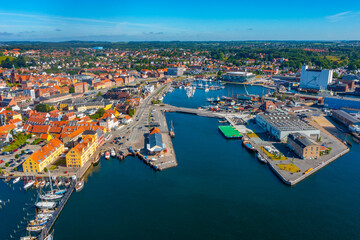 Aerial view of Danish town Svendborg