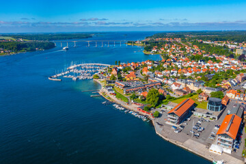 Aerial view of Svendborgsundbroen bridge in Denmark