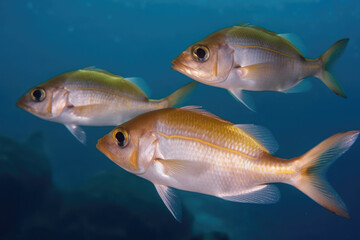 Fototapeta premium Three fishes in the ocean Generative AI