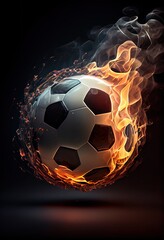 Fototapeta premium Fussball in flamme. copy space. Generative AI. 2