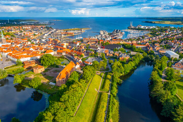 Aerial view of Danish town Nyborg