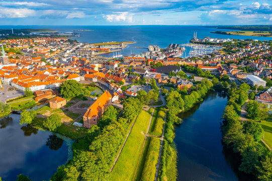 Aerial view of Danish town Nyborg