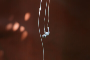 a dangling earphone
