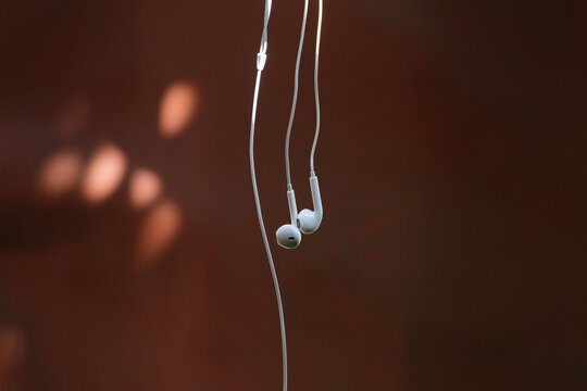 a dangling earphone