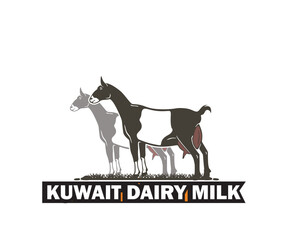 KUWAIT DAIRY FARM LOGO, silhouette of great ram standing vector illustrations