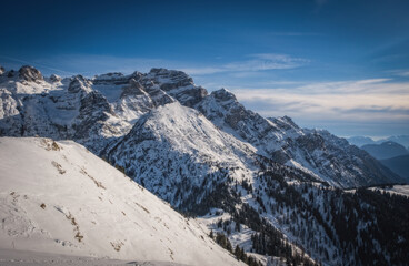 Famous Italian Alps Brenta Dolomites, snow on the slopes of the Alps Madonna di Campiglio, Pinzolo,...