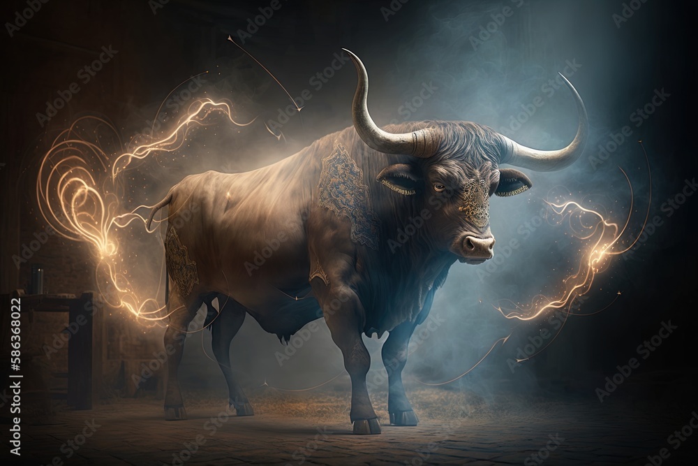 Poster an alluring spell - the mythical bull generative ai