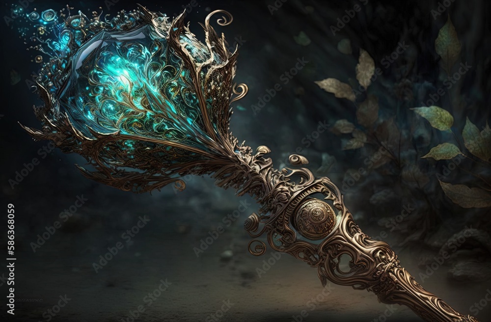 Poster an elemental effect from ancient arts – a spectacular scepter of sorcery generative ai