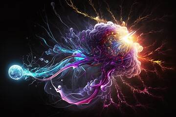 An Electrifying Extravaganza of Ions, Neutrons and Photons Emblazoned in Vivid Visuals: The Forceful Fluidity of a Stunning Plasma Illustration Generative AI